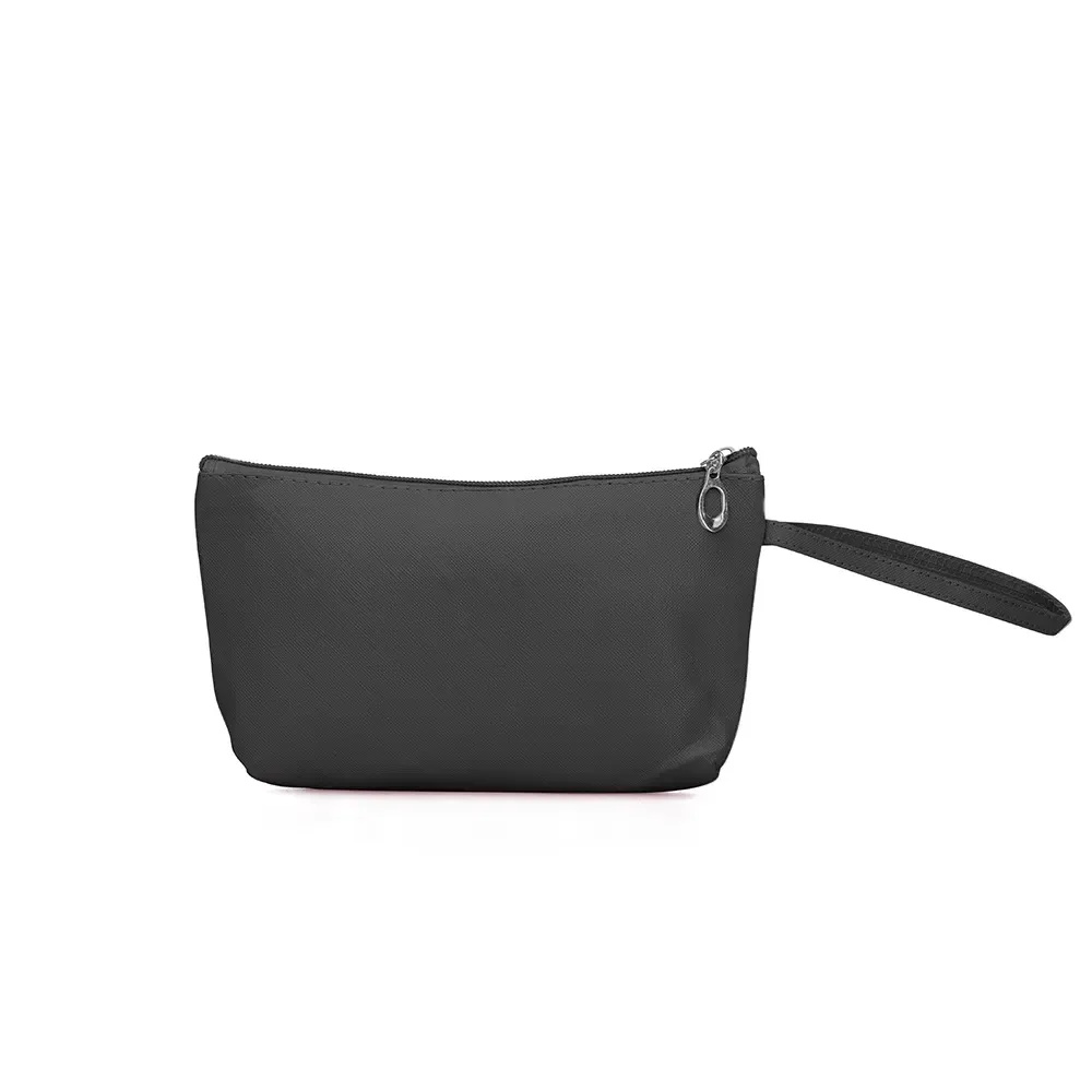 Necessaire personalizada de PVC impermeável slim, cor preta