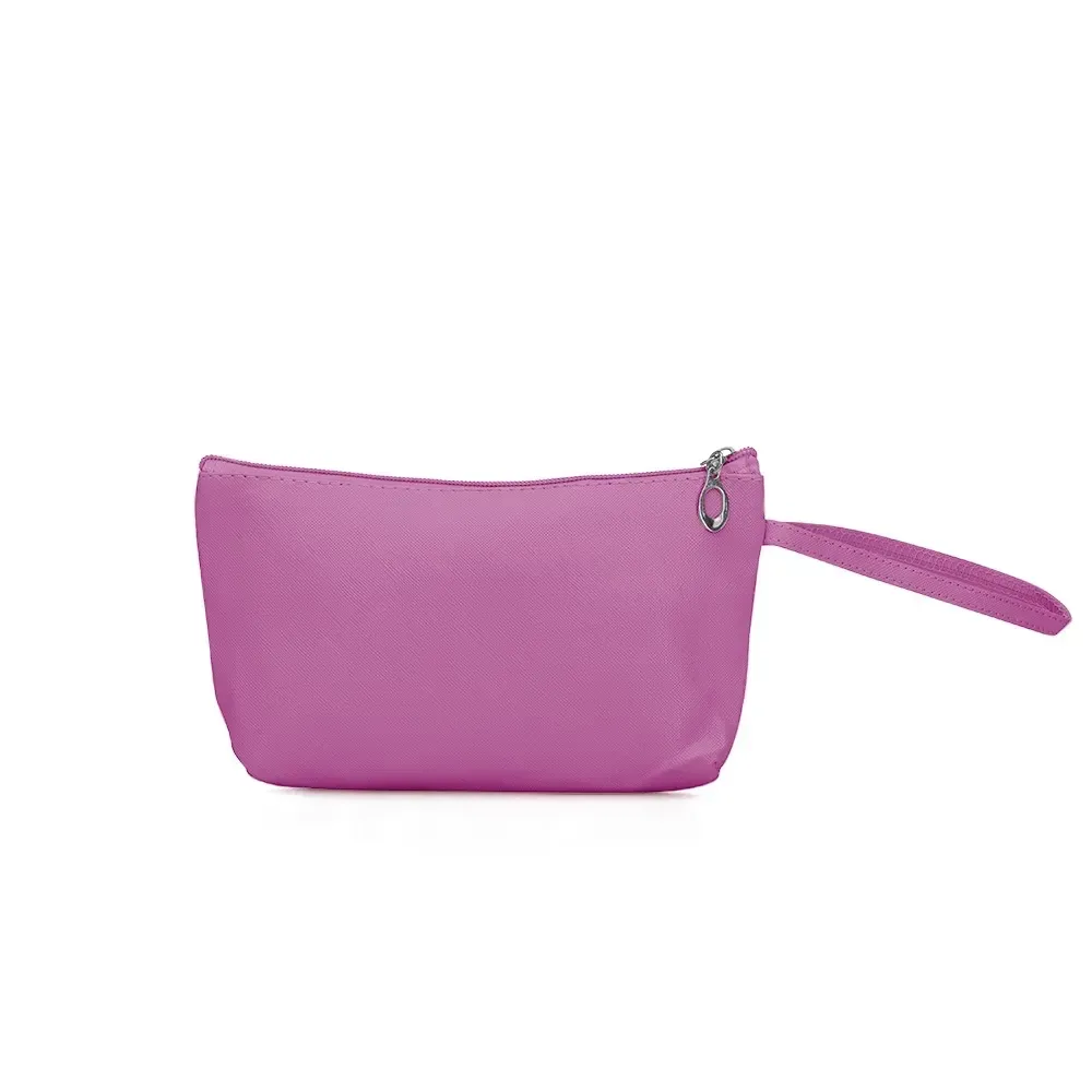 Necessaire personalizada de PVC impermeável slim, cor roxa