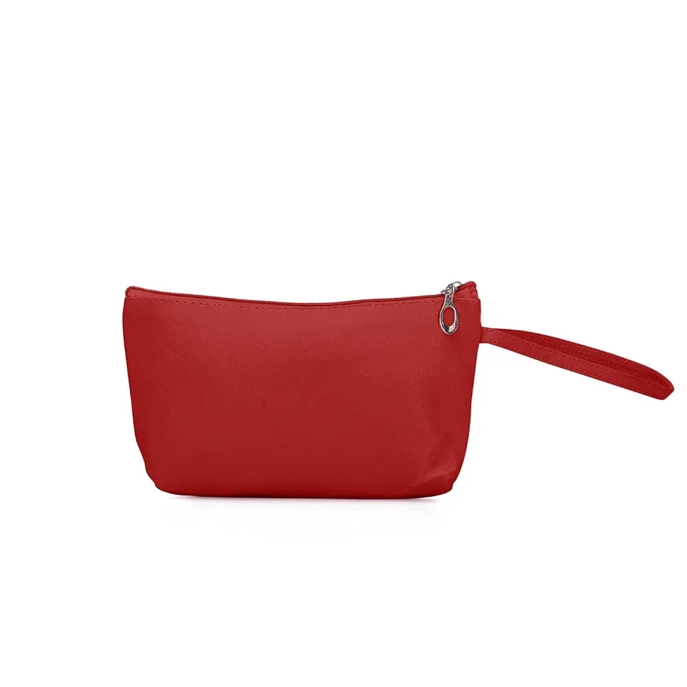 Necessaire personalizada de PVC impermeável slim, cor vermelha
