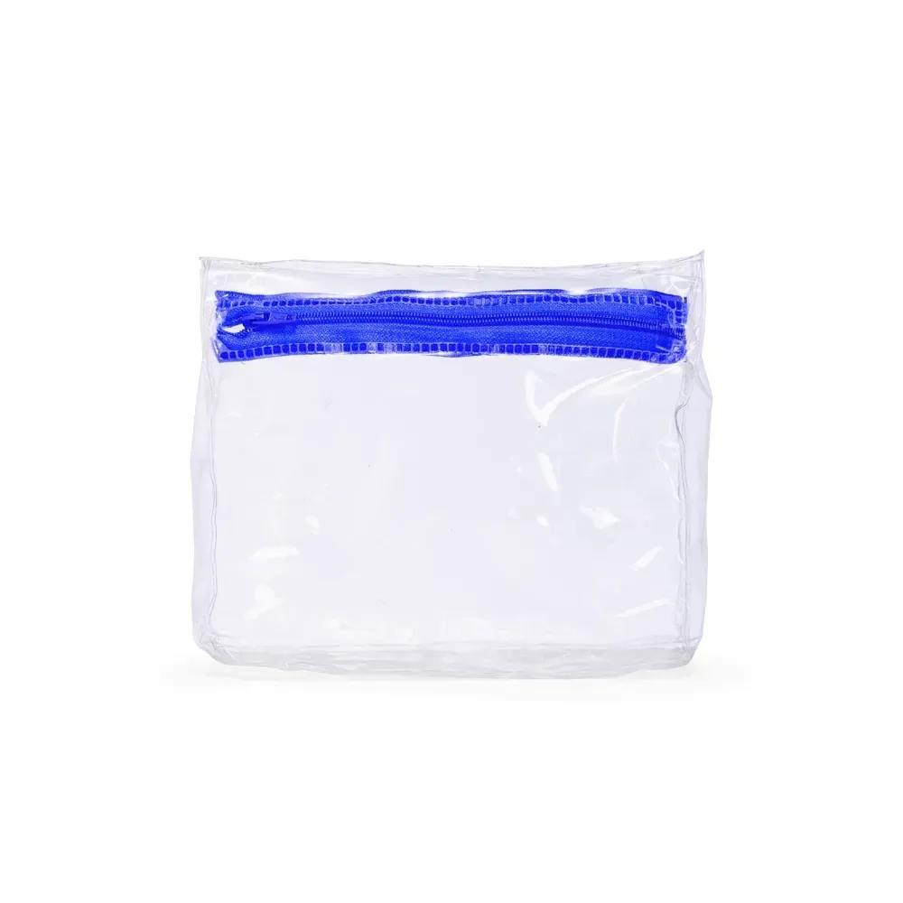 Nécessaire de PVC Transparente Mini Personalizada, cor azul