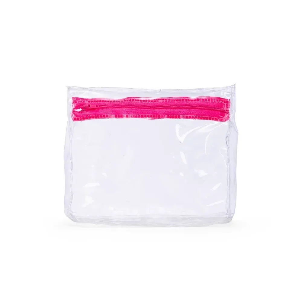 Nécessaire de PVC Transparente Mini Personalizada, cor rosa