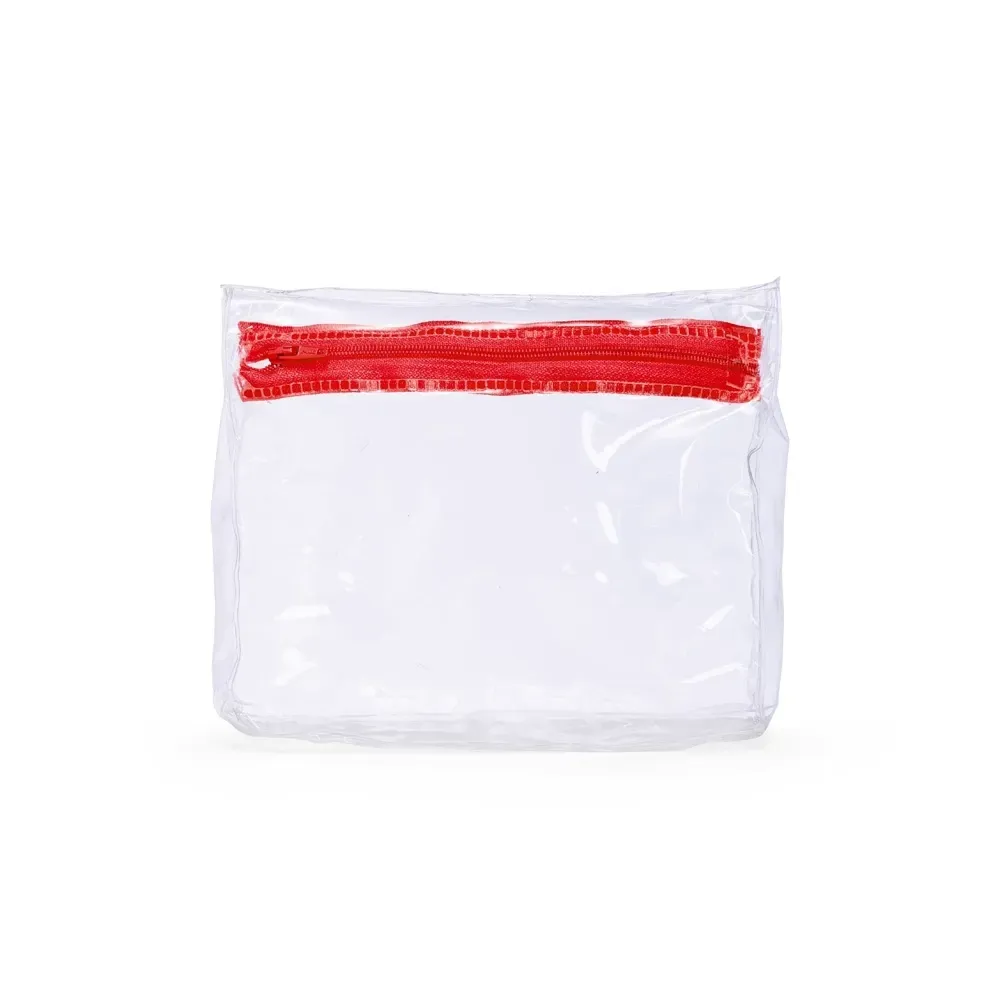 Nécessaire de PVC Transparente Mini Personalizada, cor vermelho