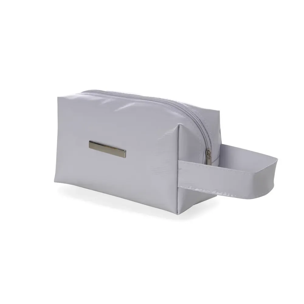 Nécessaire personalizada de vinil impermeável com plaquinha, cor branca