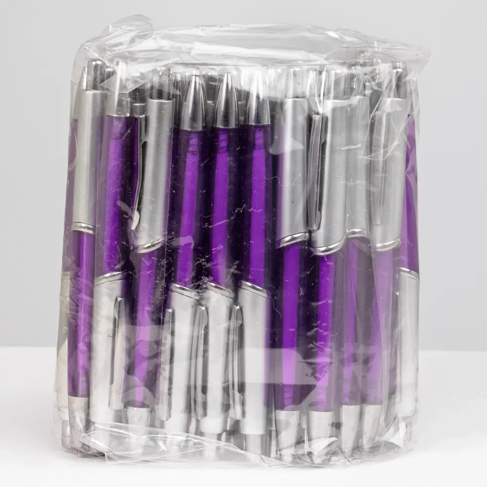 Caneta personalizada plástica pacote 50 unidades cor roxo