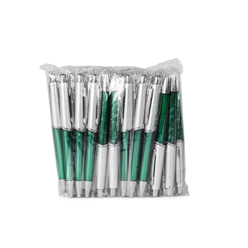 Caneta personalizada plástica pacote 50 unidades cor verde