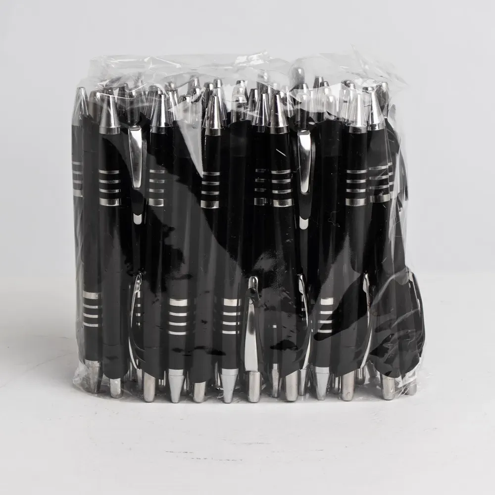 Caneta personalizada plástica pacote 50 unidades cor preto