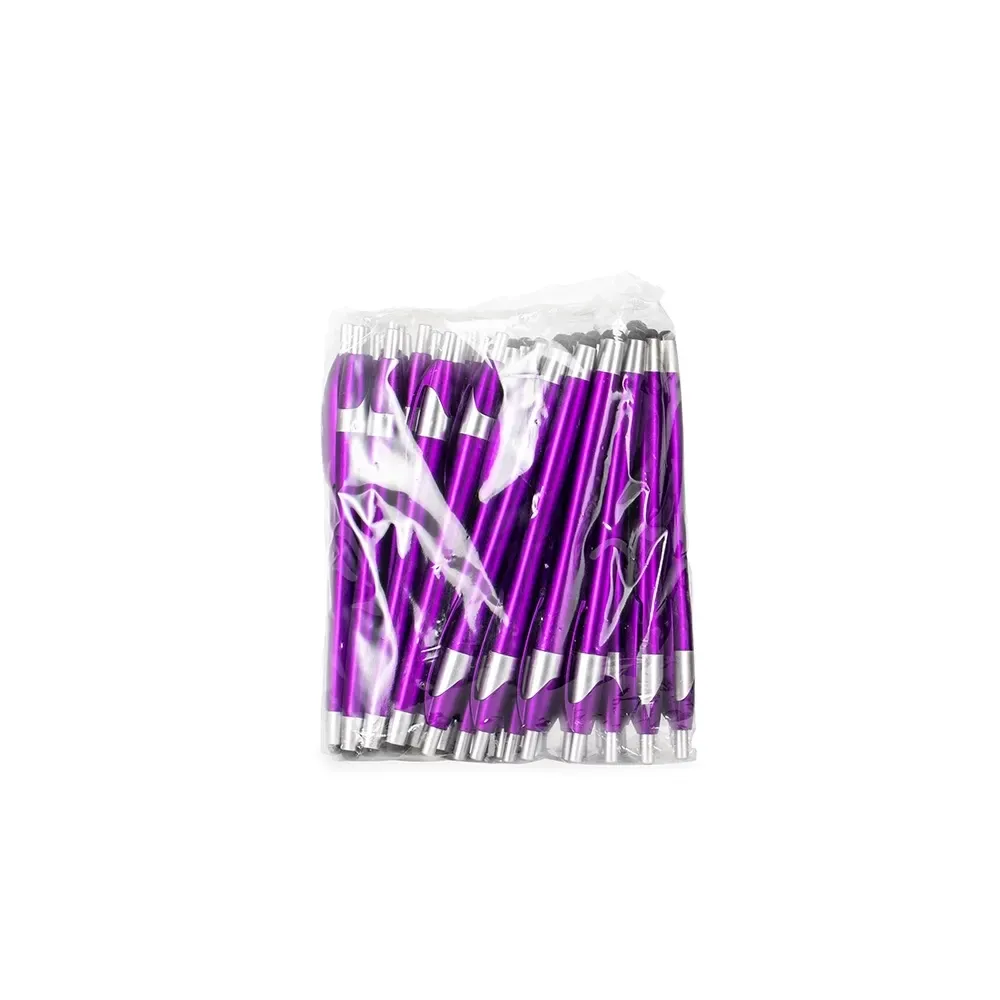 Caneta personalizada plástica touch roxo, pacote com 50 unidades