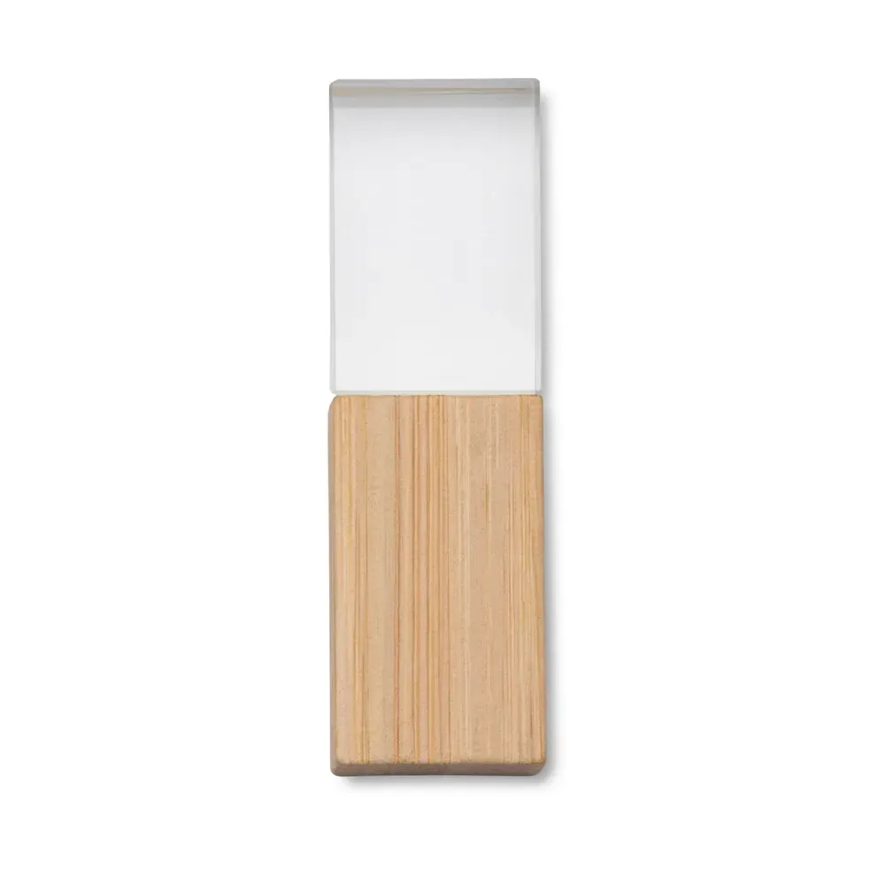 Pen Drive Cristal com Detalhe em Bambu 4GB, transparente