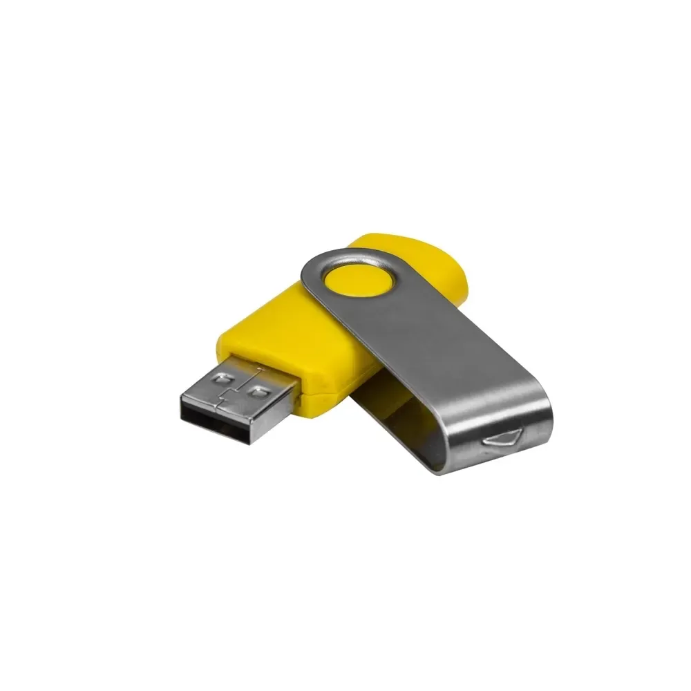 Pen Drive Giratório Metálico 4GB, cor amarelo