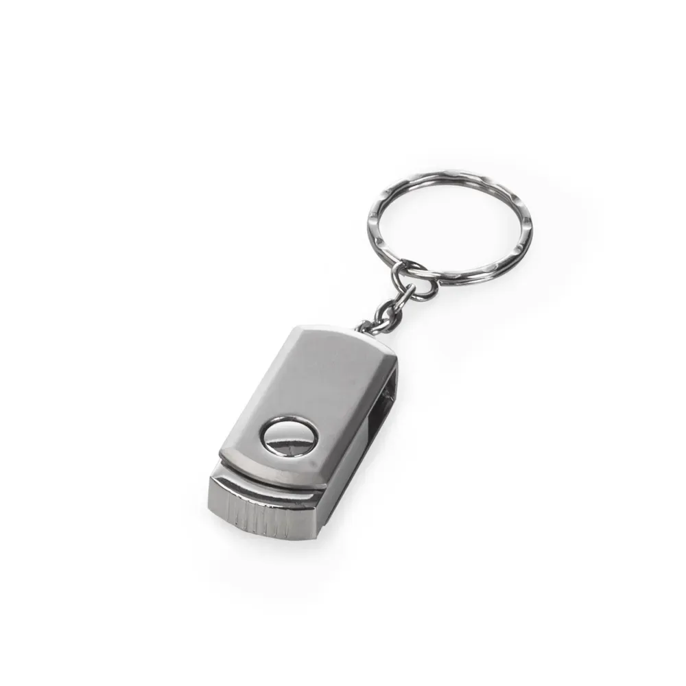 Mini Pen Drive Giratório de Metal Fosco 4GB, cor prata