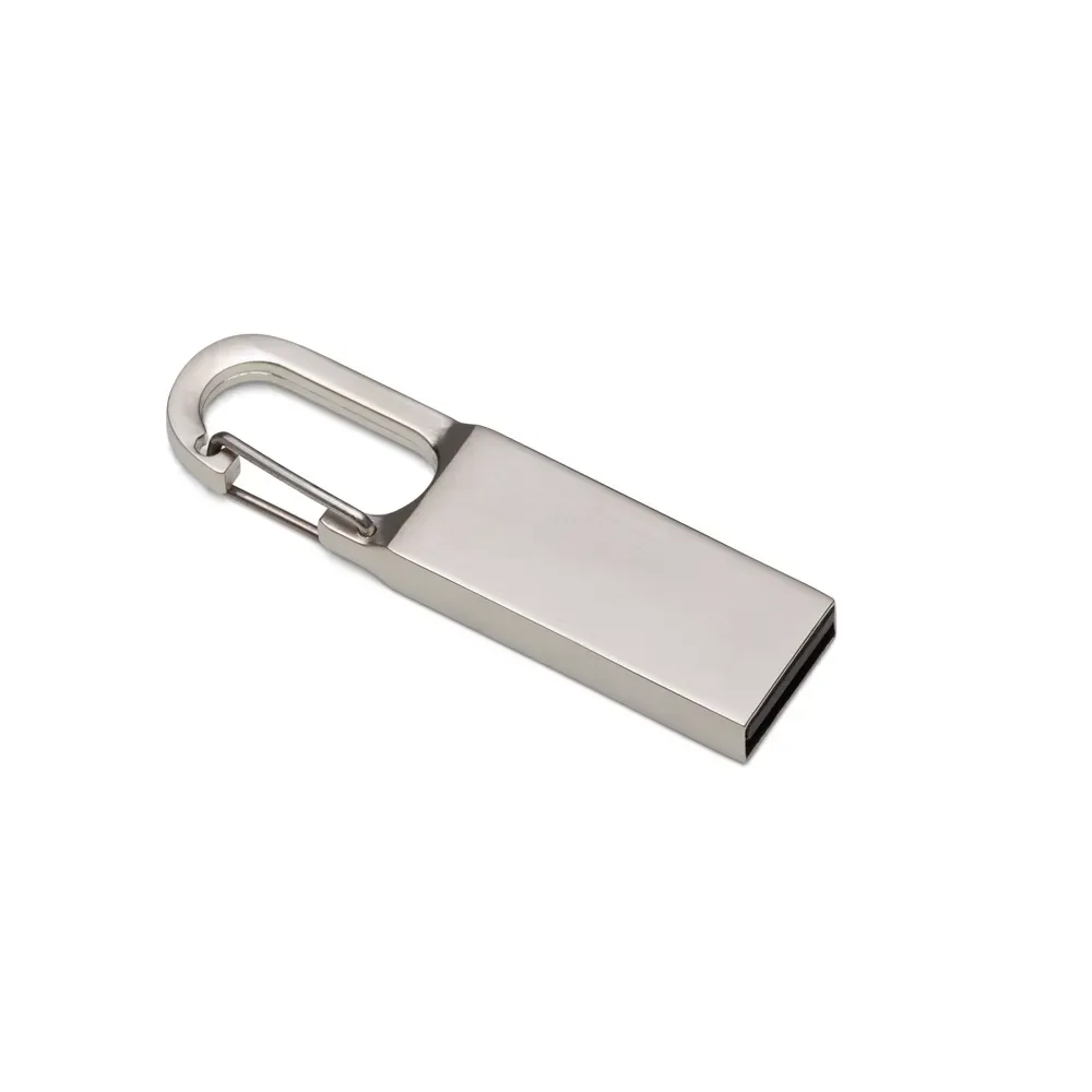 Pen Drive Mosquetão de Metal Fosco 4GB, cor prata