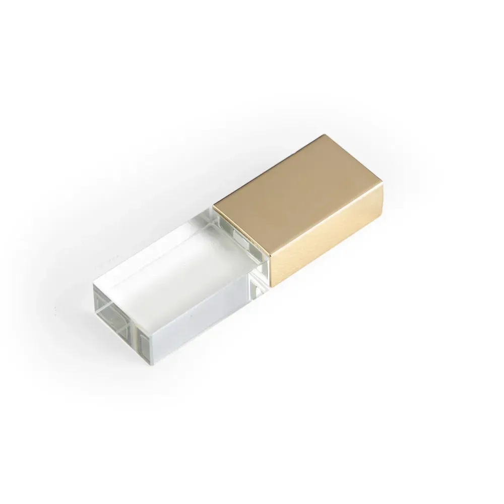 Pen Drive de Vidro com Tampa Metálica 4GB, cor dourado