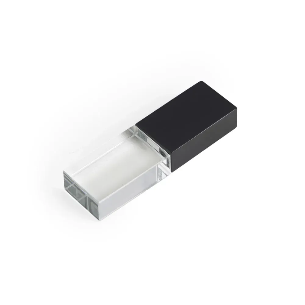Pen Drive de Vidro com Tampa Metálica 4GB, cor preto