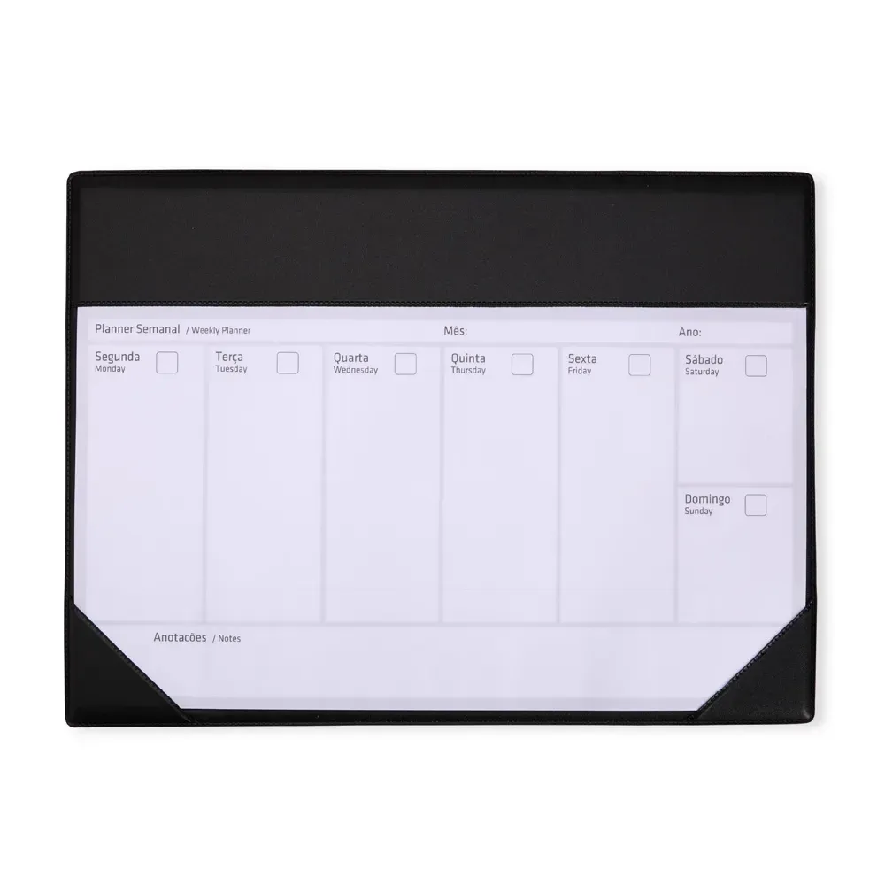 Planner Semanal de Mesa personalizado preto