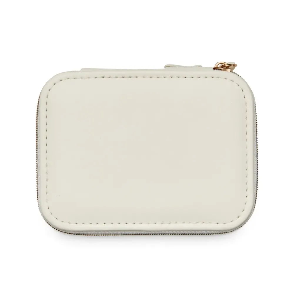 Porta-Joias de Couro Sintético com 2 Compartimentos, cor creme