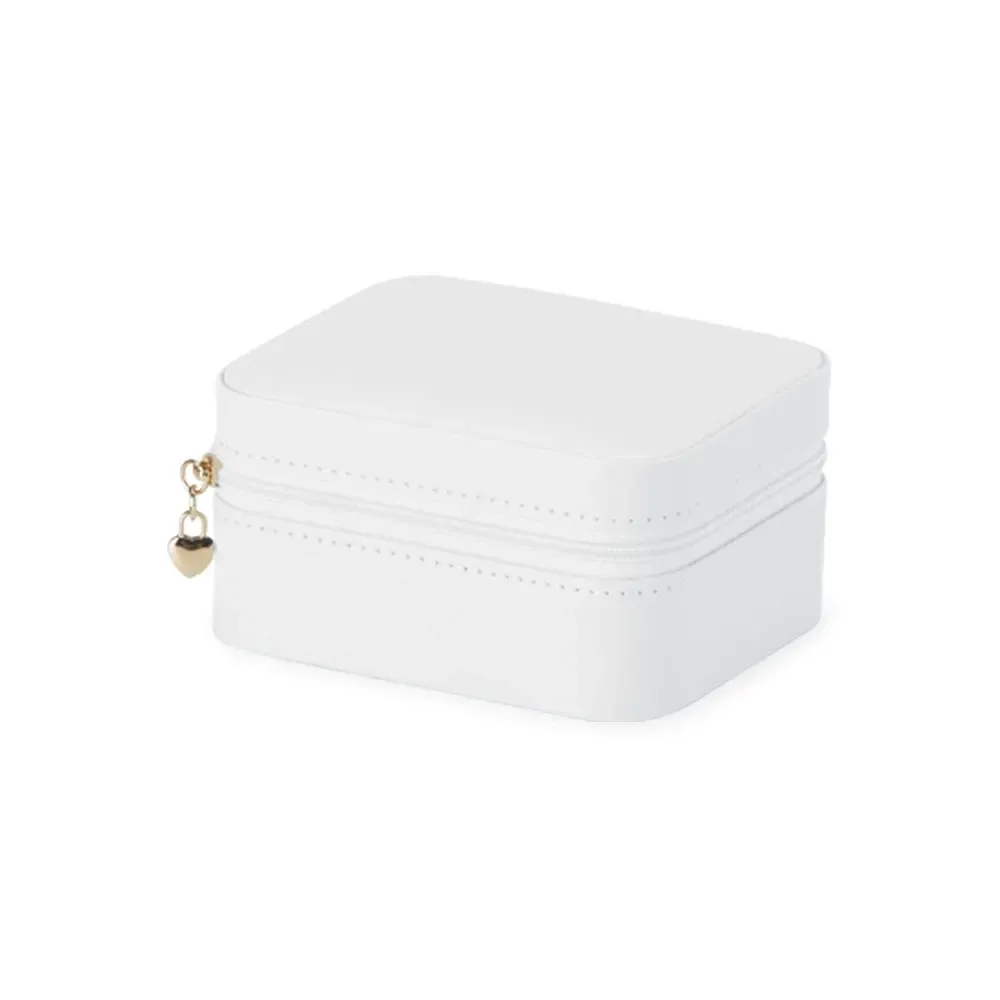 Porta-Joias de Couro Sintético Alto, cor branco
