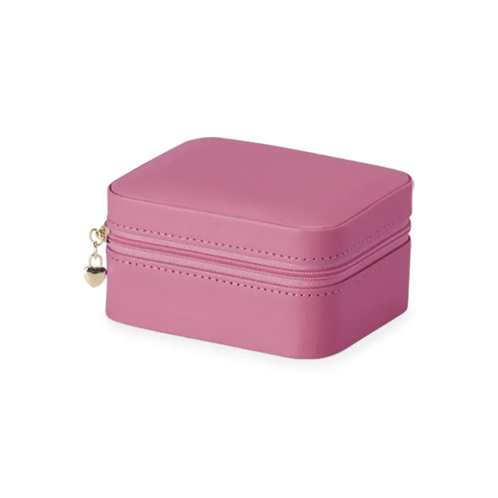Porta-Joias de Couro Sintético Alto, cor pink