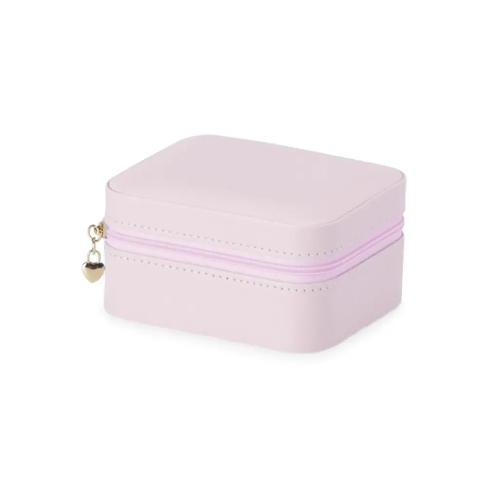 Porta-Joias de Couro Sintético Alto, cor rosa
