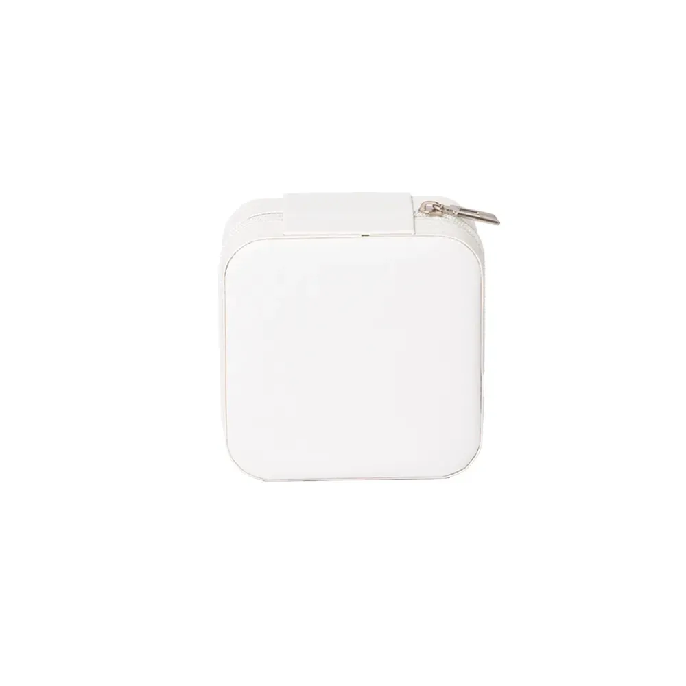 Porta-Joias Compacto Leve de Couro Sintético, cor branco