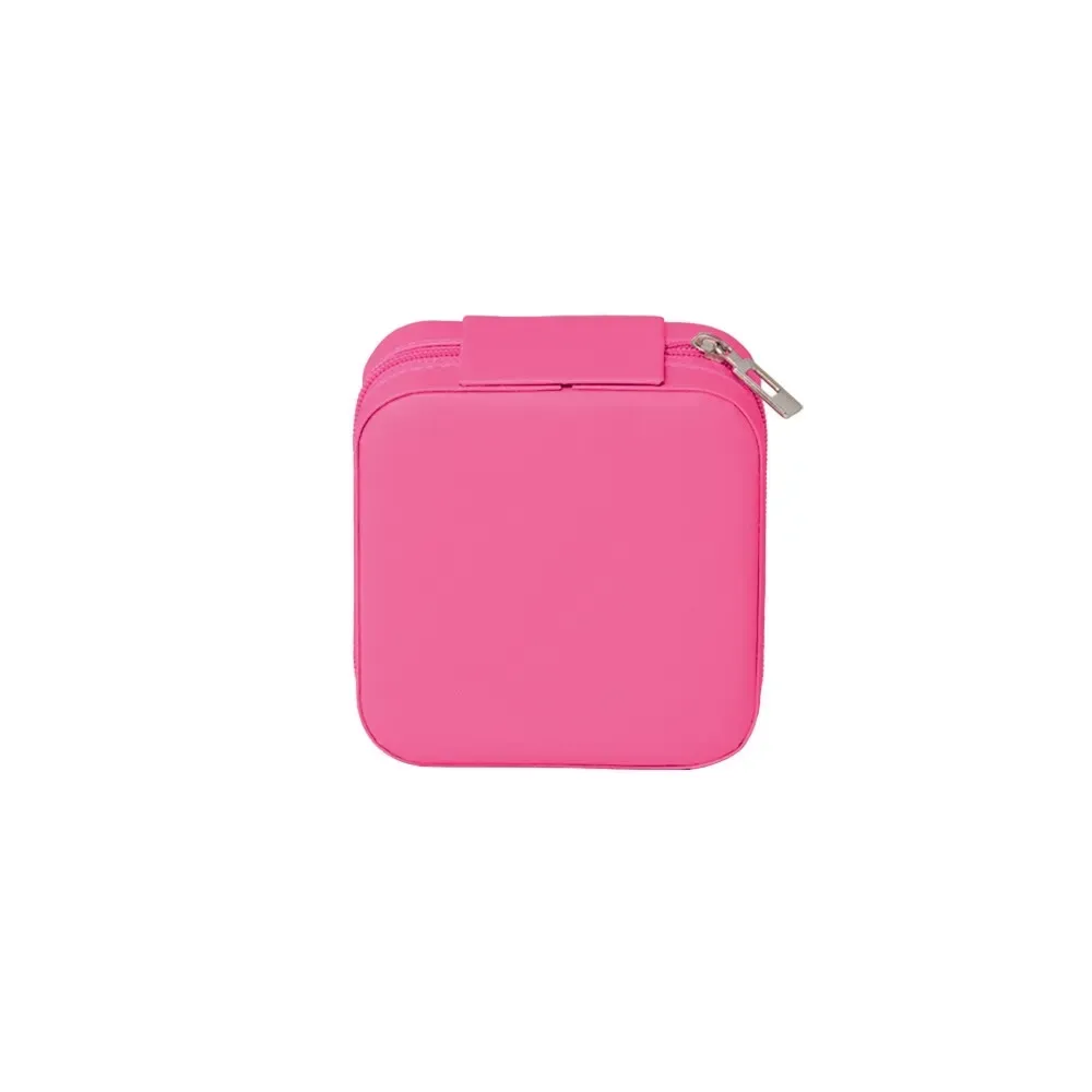 Porta-Joias Compacto Leve de Couro Sintético, cor pink