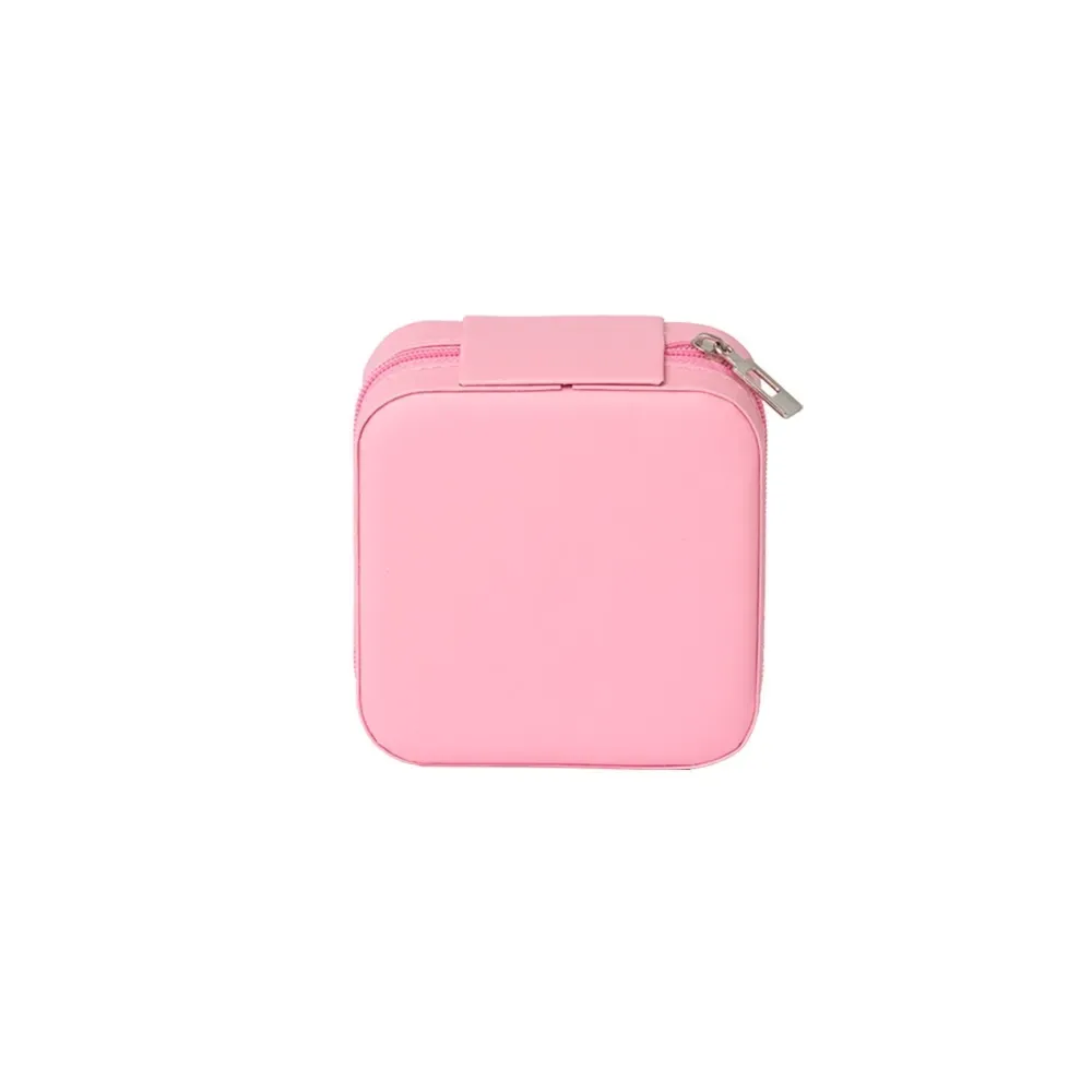 Porta-Joias Compacto Leve de Couro Sintético, cor rosa 2