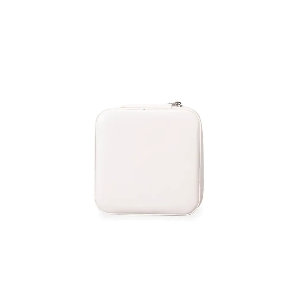 Porta-Joias de Couro Sintético com Espelho Divisória, cor branco