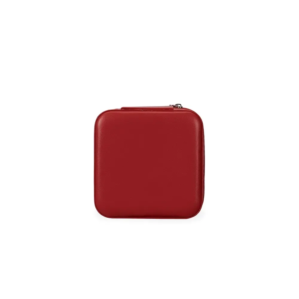 Porta-Joias de Couro Sintético com Espelho Divisória, cor vermelho