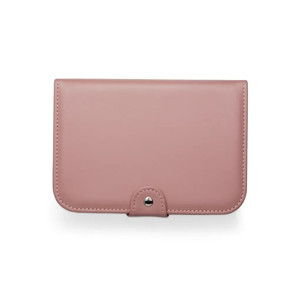 Porta-Joias de Couro Sintético com Espelho e Placa para Brincos, cor rosa escuro