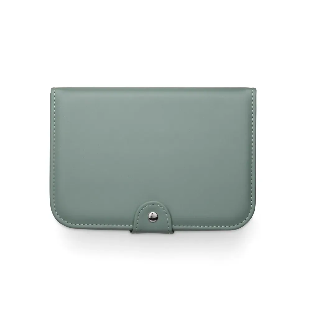 Porta-Joias de Couro Sintético com Espelho e Placa para Brincos, cor verde