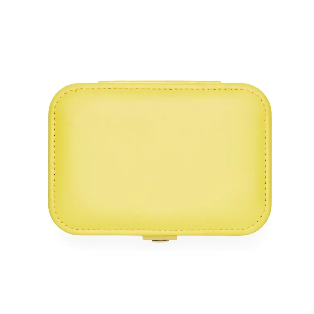 Porta-Joias de Couro Sintético com Placa para Brincos, cor amarelo