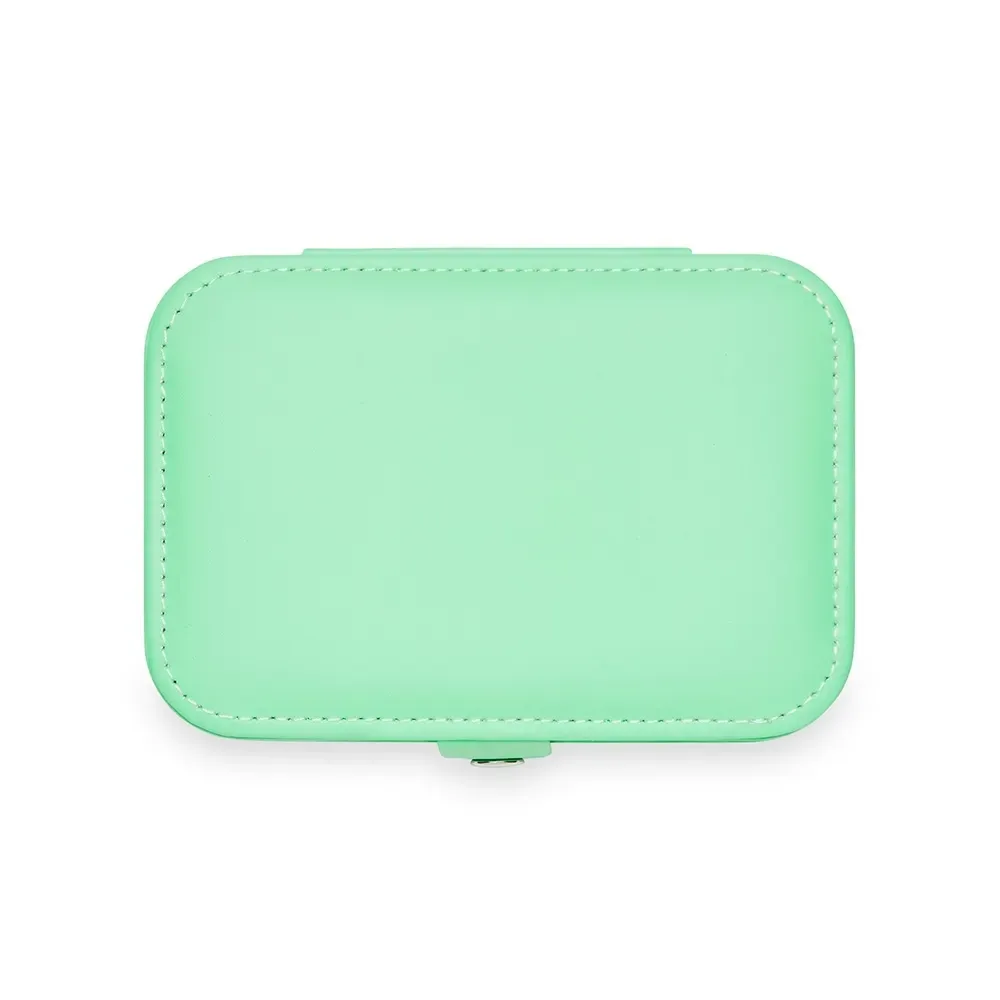 Porta-Joias de Couro Sintético com Placa para Brincos, cor verde