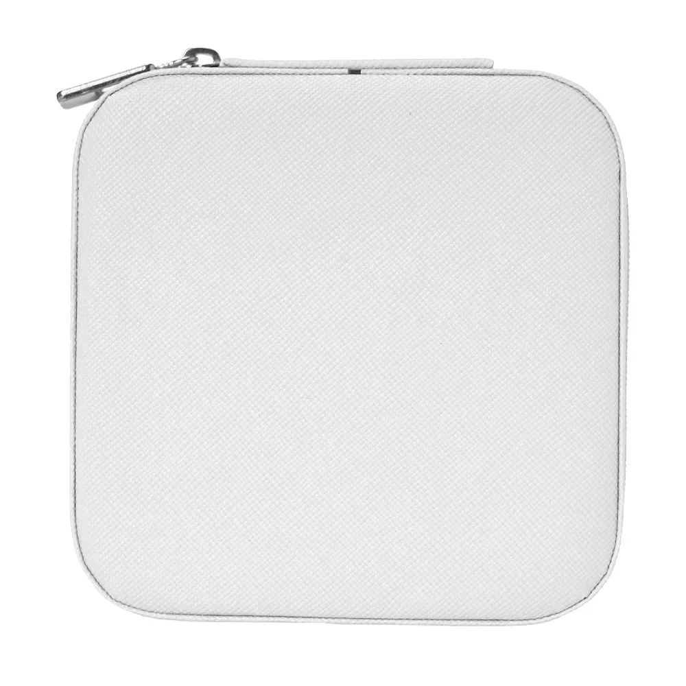 Porta-Joias Quadrado de Couro Sintético com Ganchos, cor branco