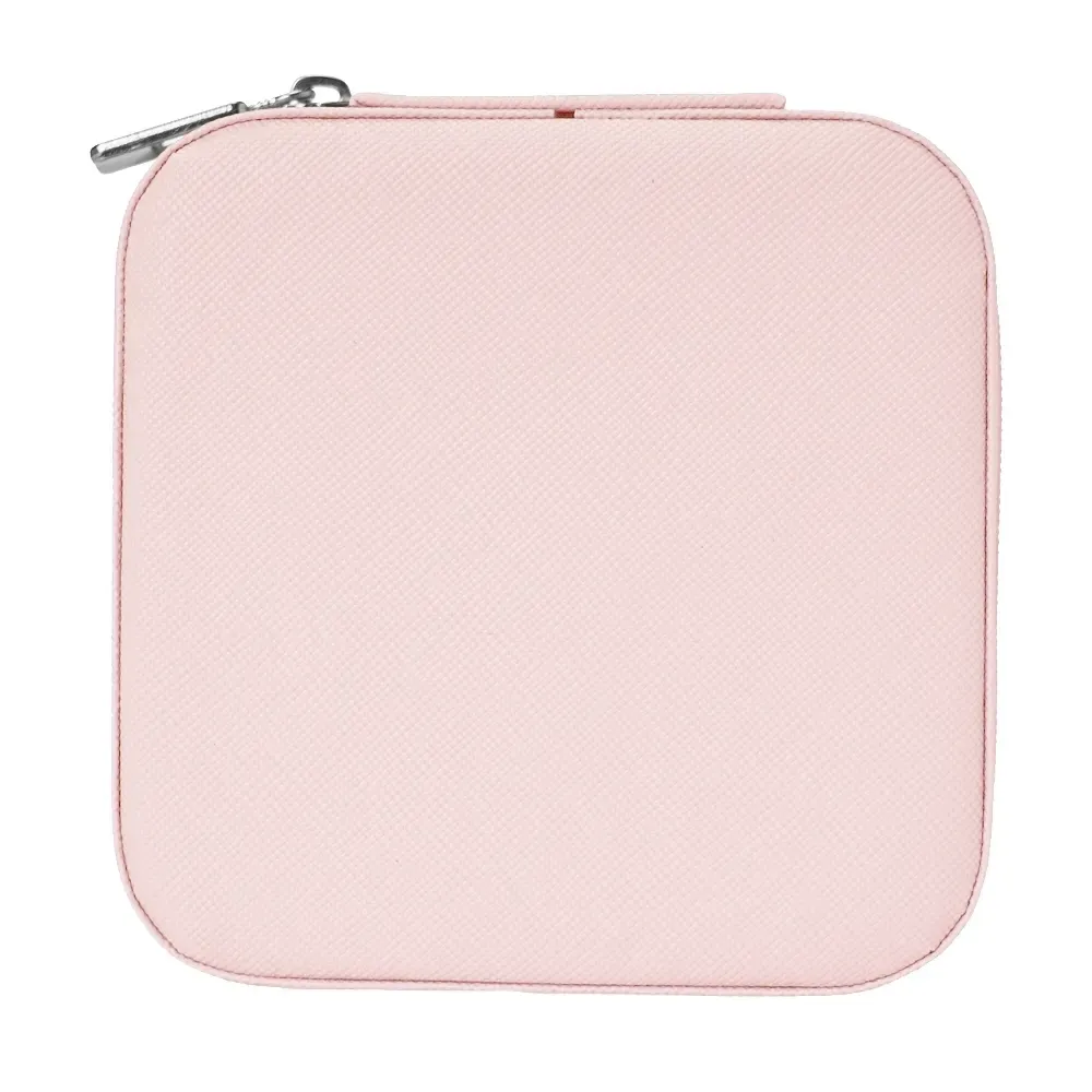 Porta-Joias Quadrado de Couro Sintético com Ganchos, cor rosa 1