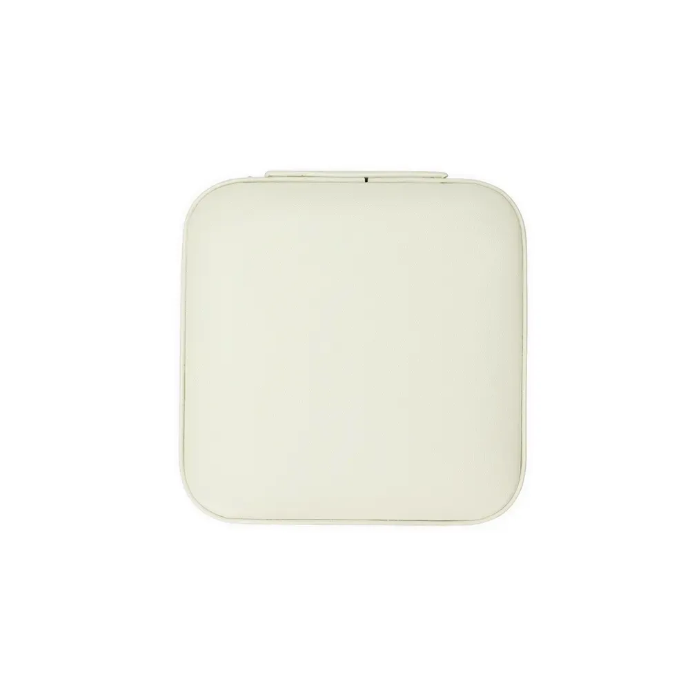 Porta-Joias de Couro Sintético com Zíper e 4 Compartimentos, cor branco