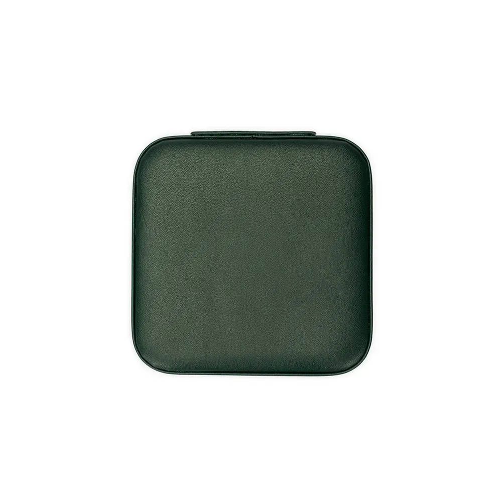 Porta-Joias de Couro Sintético com Zíper e 4 Compartimentos, cor verde