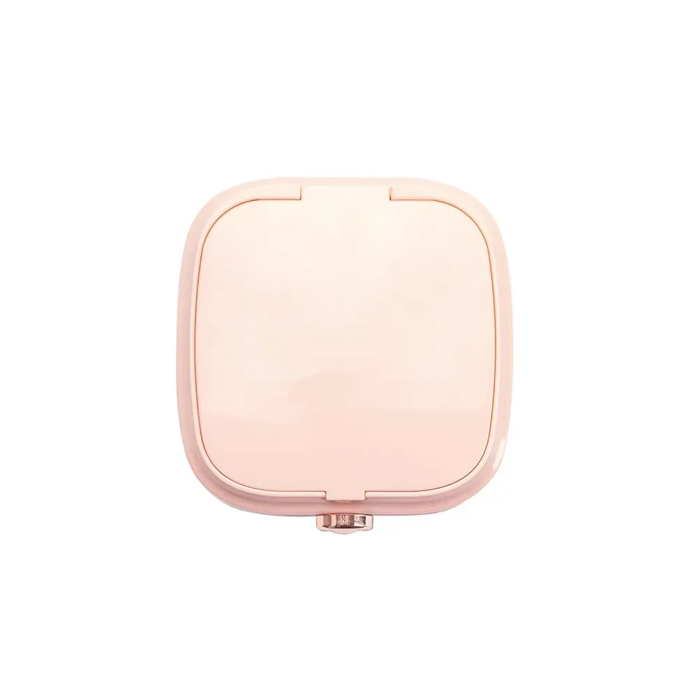 Porta-Joias de Plástico com Espelho e Botão Rose Gold, cor rosa
