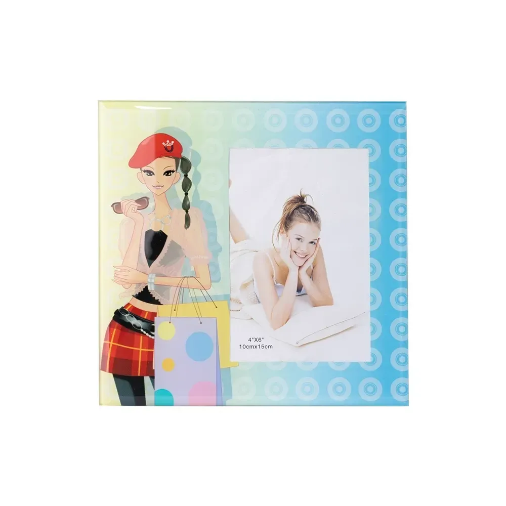 Porta-Retrato Personalizado com Frente de Vidro e Veludo, cor colorido
