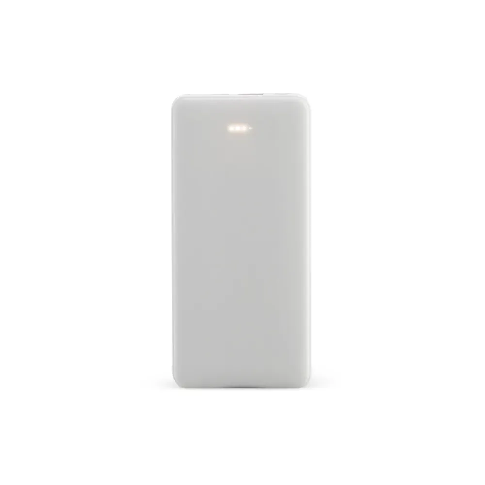 Power Bank 10.000mAh com Indicador LED Personalizado, cor branca