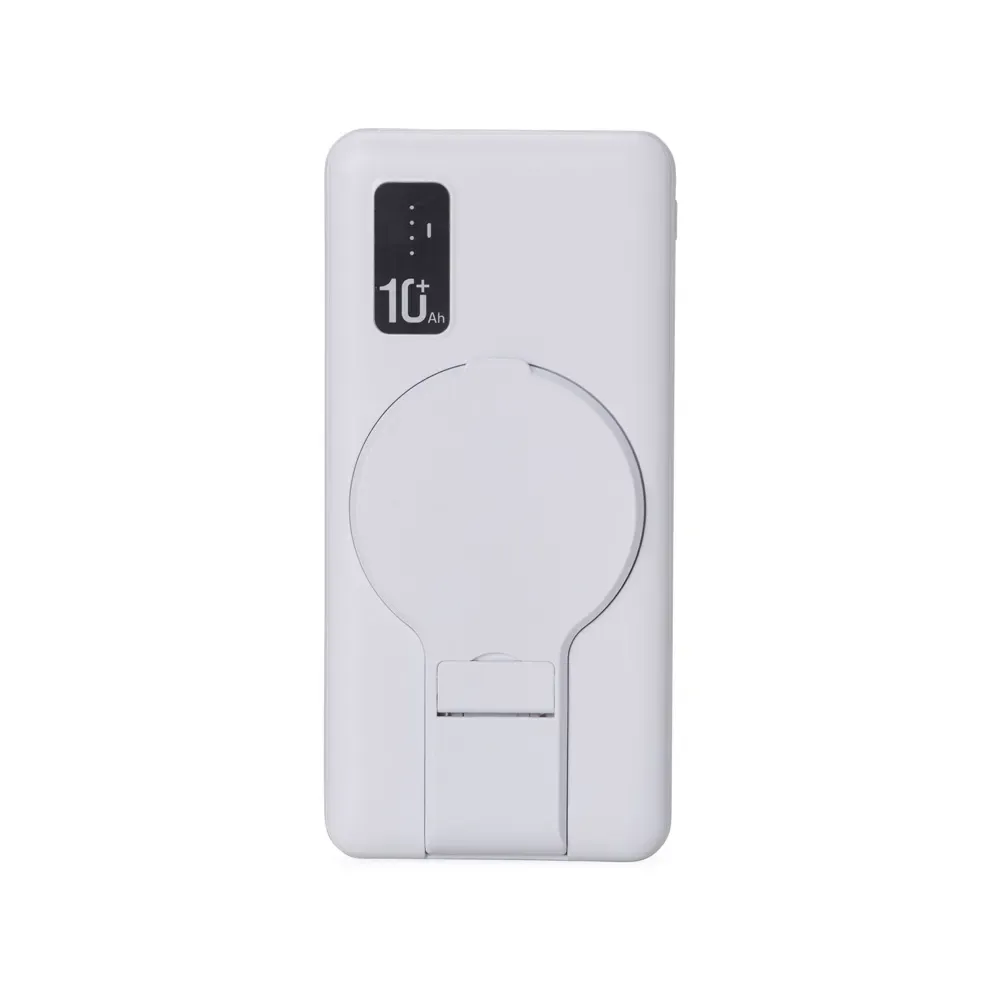 Power Bank 10.000mAh com Carregamento via Indução ou via Cabo Personalizado, cor branca