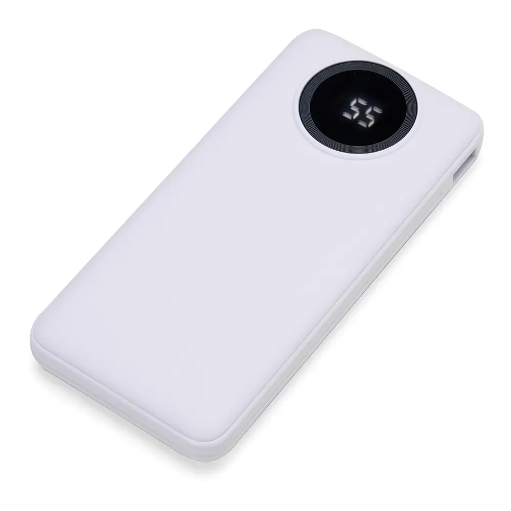 Power Bank 10.000mAh com Lanterna e Multissaídas Personalizado, cor branca