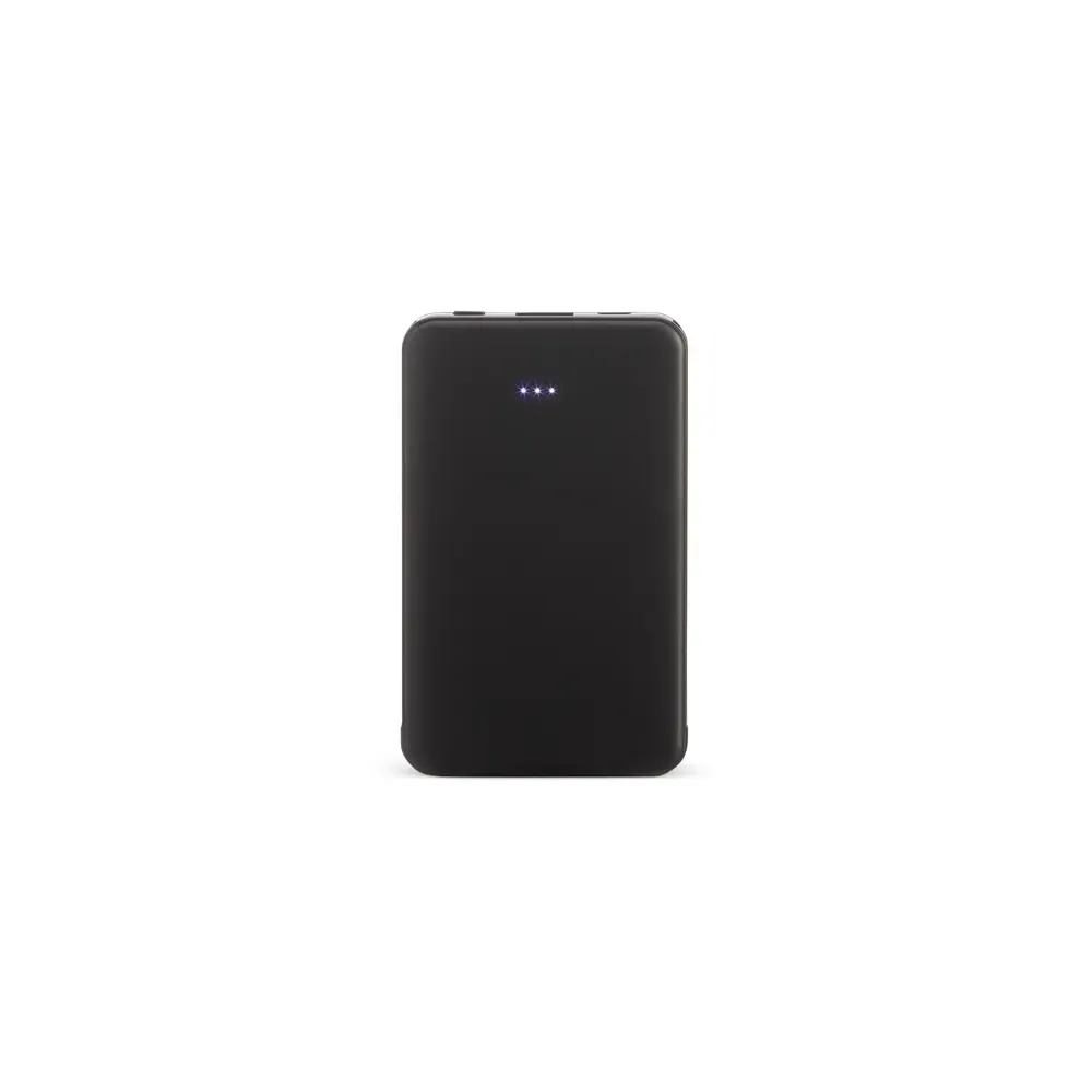 Power Bank 5.000mAh com Cabos Tipo-C e V8 Acoplados Personalizado, cor preta