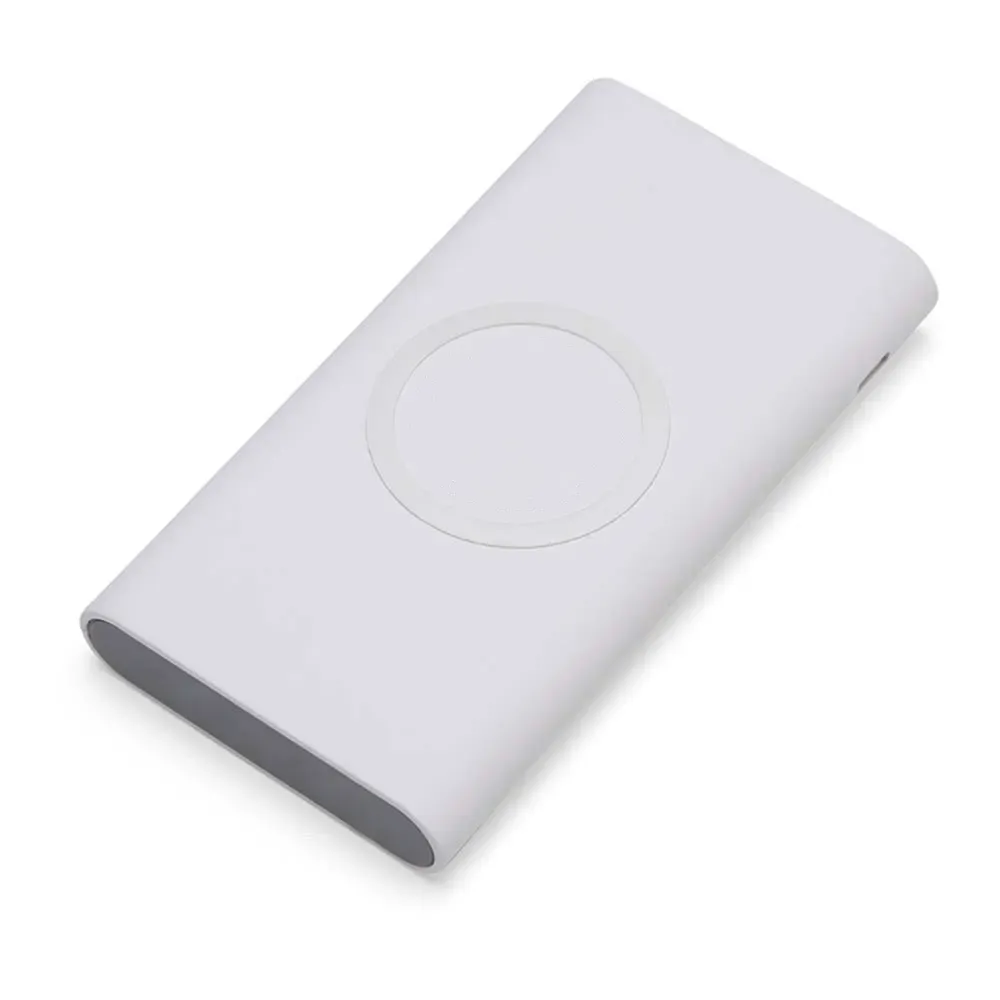 Power Bank 8.000mAh com Carregamento via Indução ou via Cabo Personalizado, cor branca