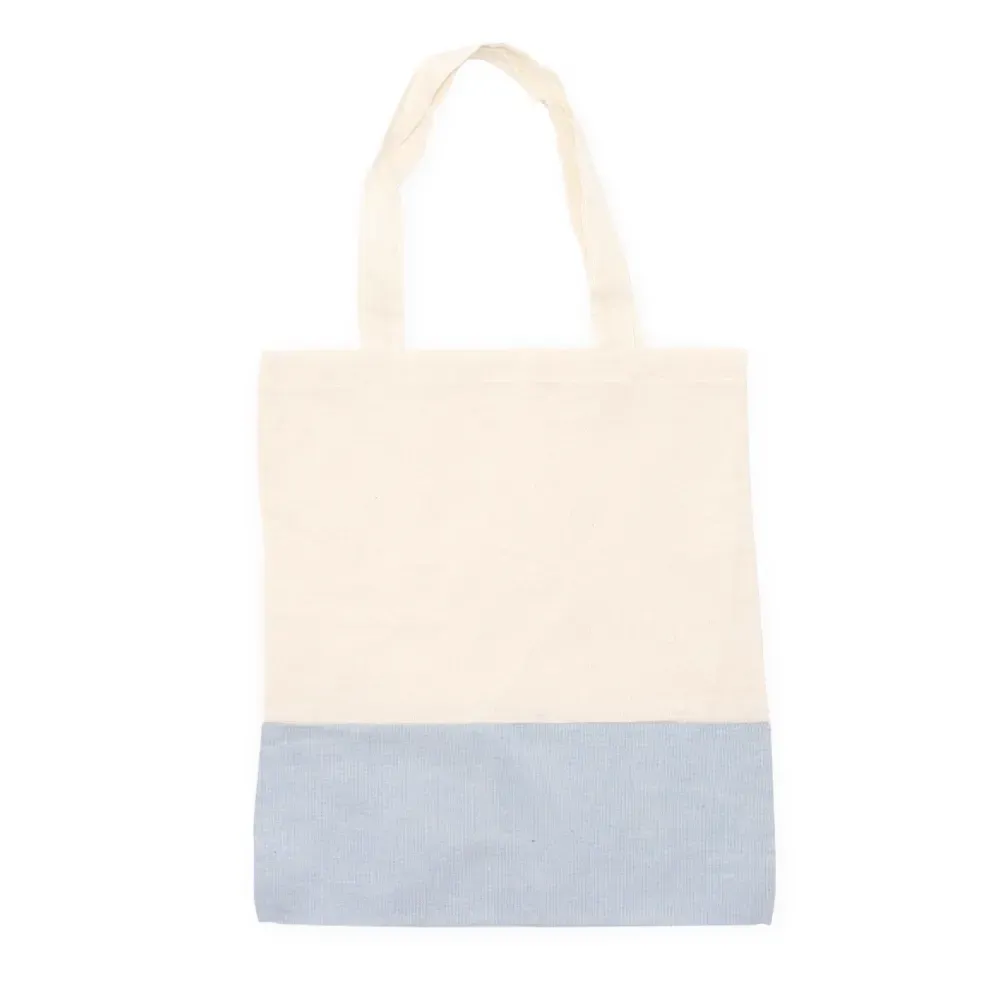 Sacola personalizada em algodão com alça interna, cor azul claro