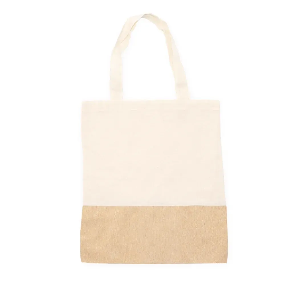 Sacola personalizada em algodão com alça interna, cor creme