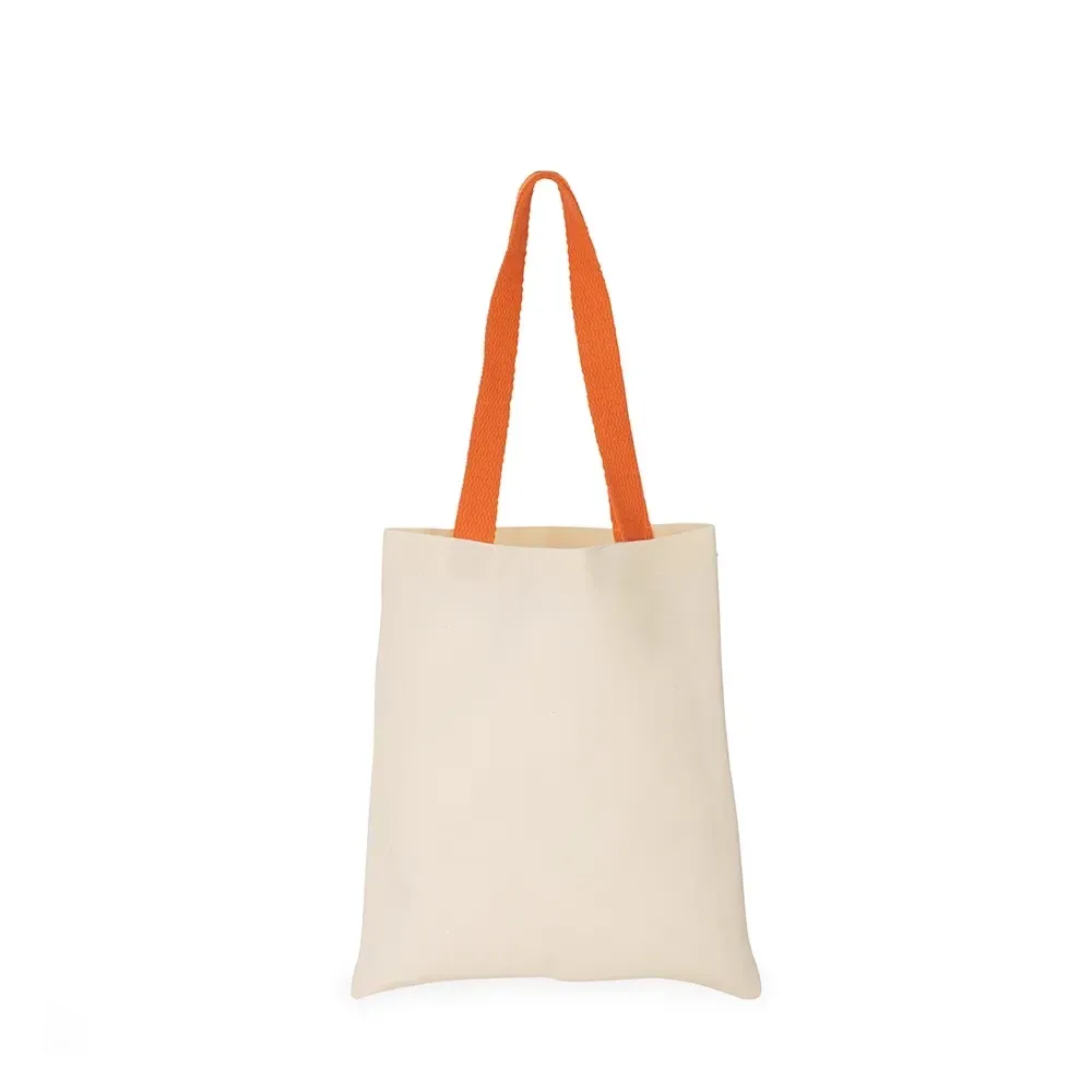 Sacola de algodão 220g/m² personalizada com alça trançada, cor laranja
