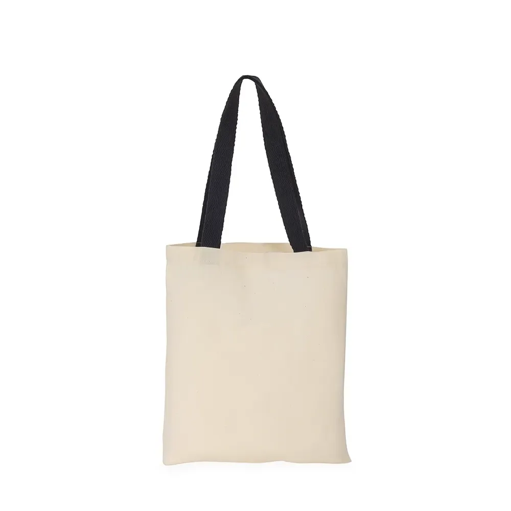 Sacola de algodão 220g/m² personalizada com alça trançada, cor preta