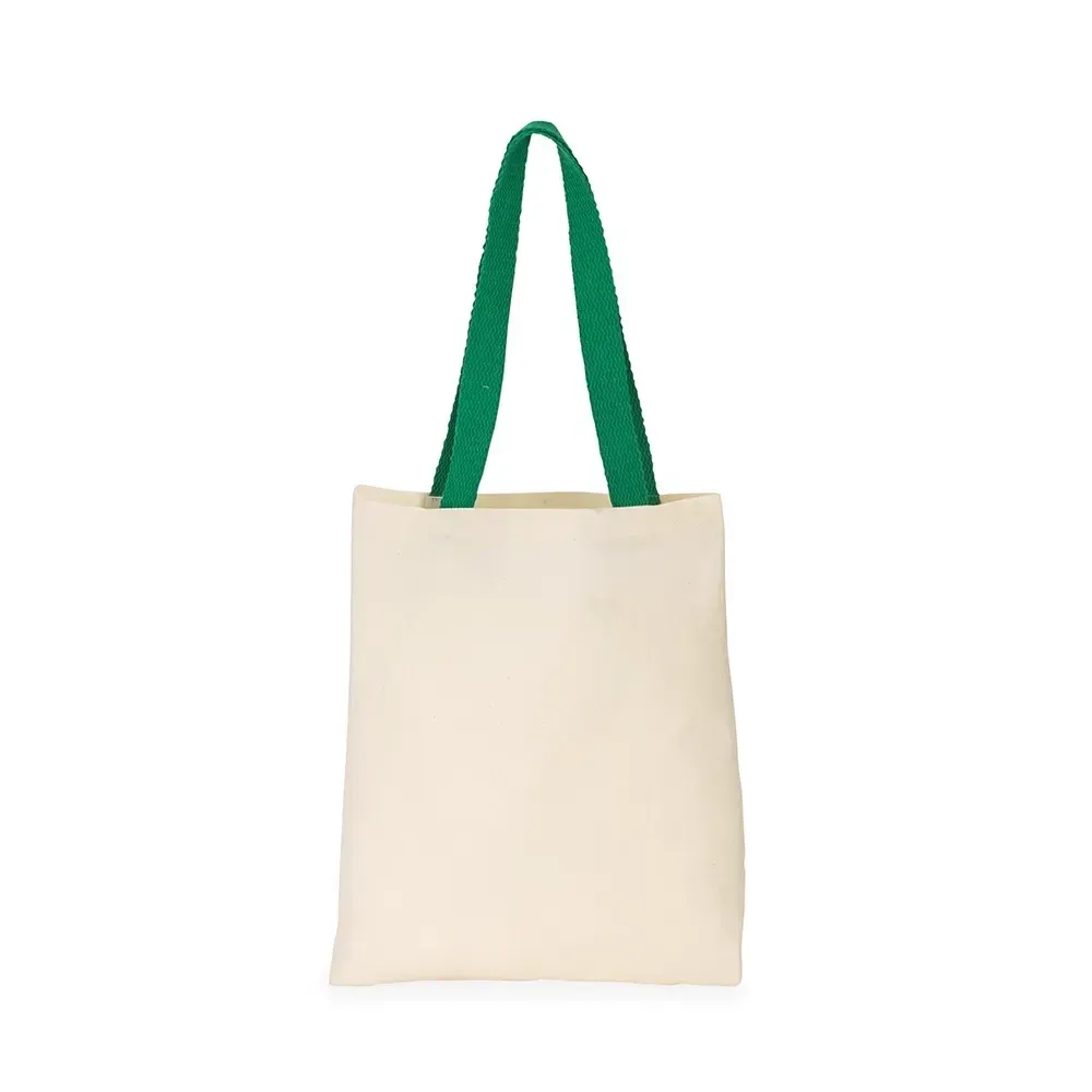 Sacola de algodão 220g/m² personalizada com alça trançada, cor verde