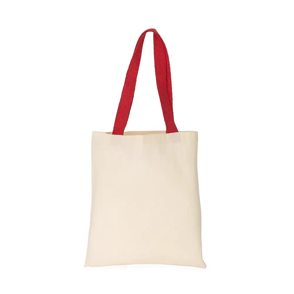 Sacola de algodão 220g/m² personalizada com alça trançada, cor vermelha