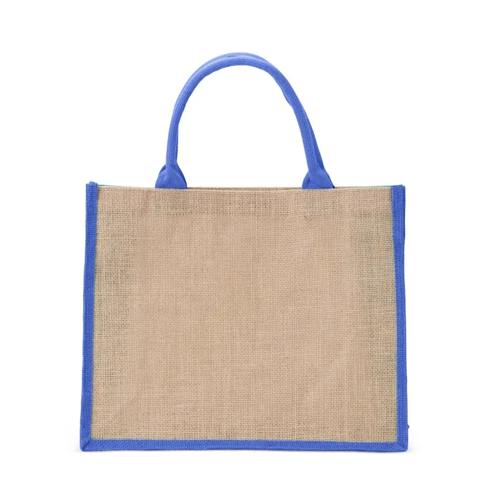 Sacola de juta personalizada 30x38cm, cor azul