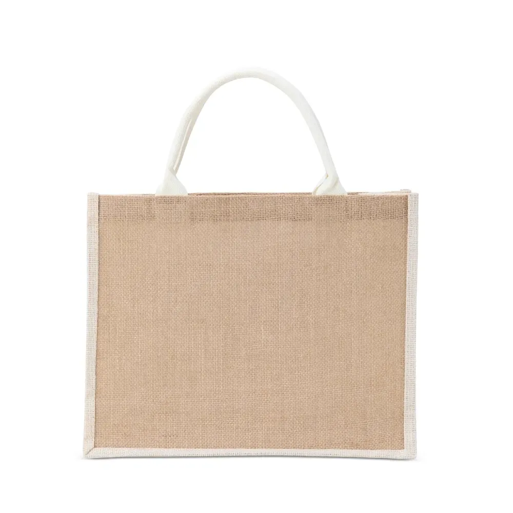Sacola de juta personalizada 30x38cm, cor branca